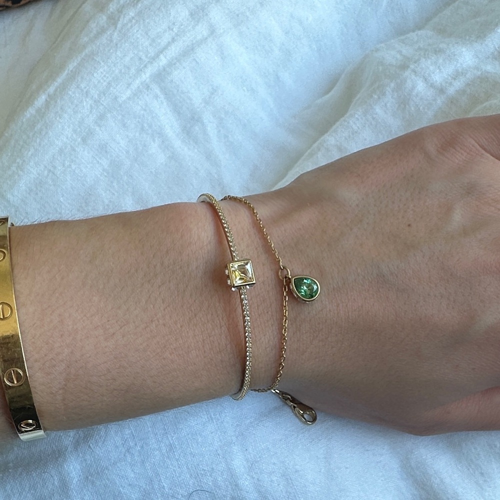SWAROVSKI 5662924 Gold Green Multi Chain Stilla Bangle Bracelet - Picture 4 of 5